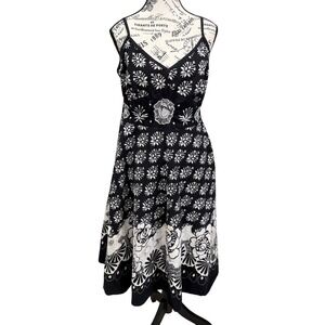 MAGIC 3XL Black White Floral Print Sleeveless Sundress Summer Casual